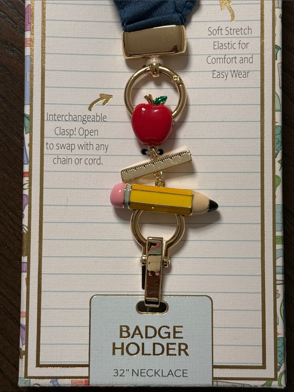 True to Form Teacher Id Badge Holder elastic necklace lanyard